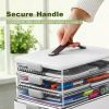 4-Tier Medicine Organizer Storage Box, Portable Latch Bin with Lid and Leather Handle, Cabinet Closet Organization for Home Office, Pill Bottle
